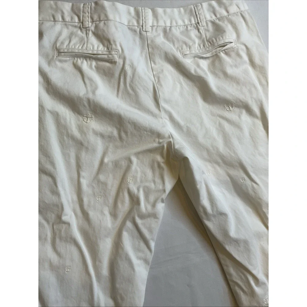 Brooks Brothers White Cotton Chino‎ Pants Embroidered Anchors Size 12 Straight